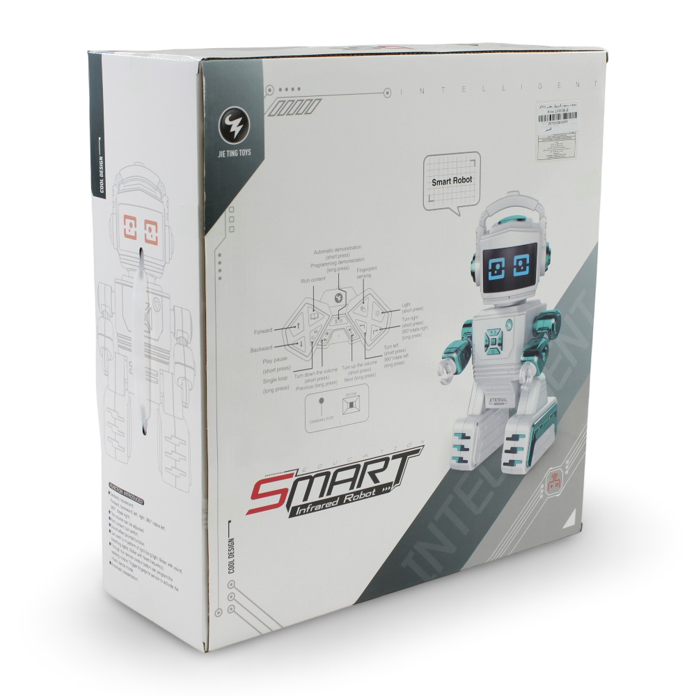 Smart Infrared Remote Control Robot with Lights and Music – White/Red