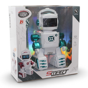Smart Infrared Remote Control Robot with Lights and Music – White/Turquoise