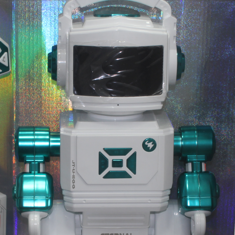 Smart Infrared Remote Control Robot with Lights and Music – White/Turquoise