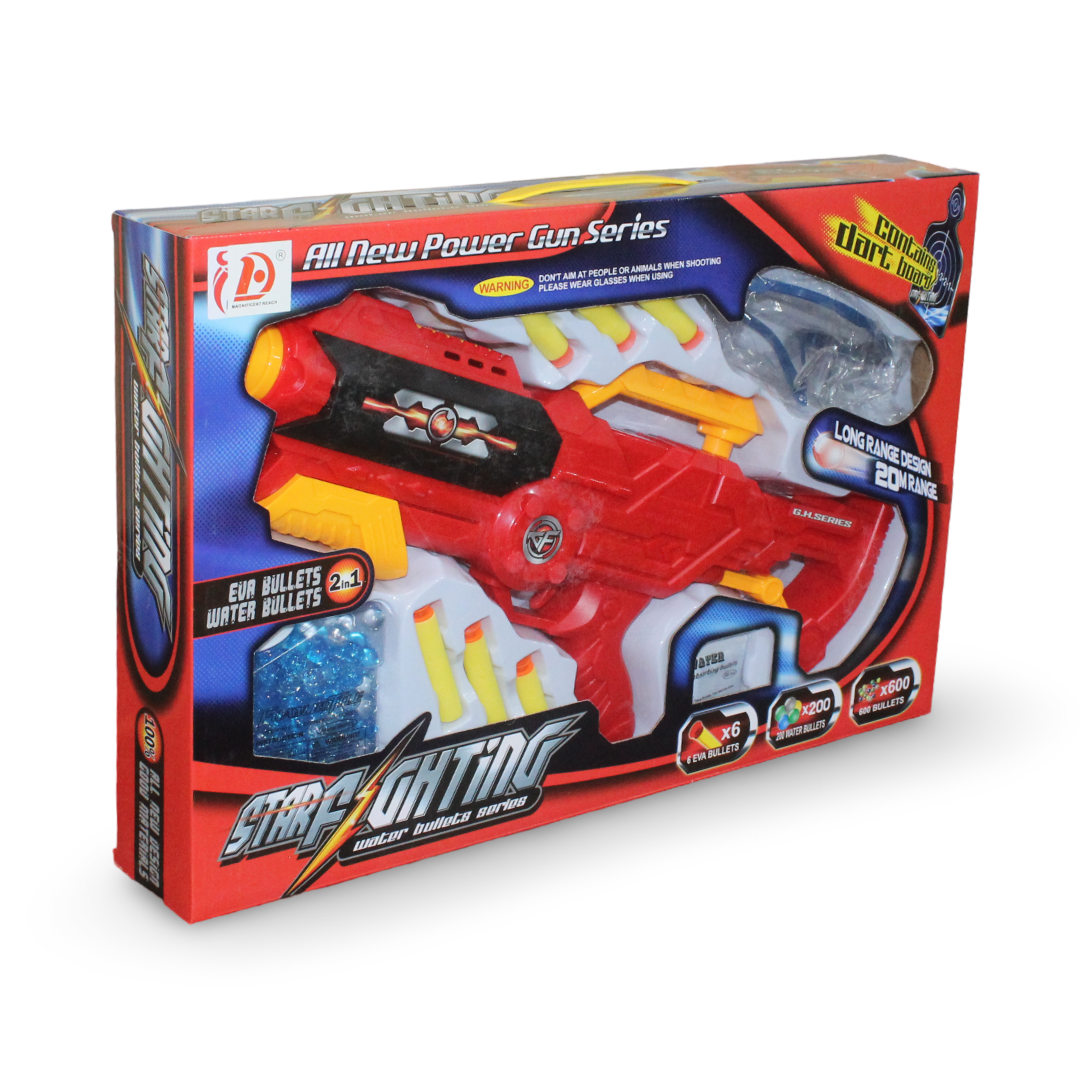 Toy Pistol with Soft Suction & Gel Bullets – Red