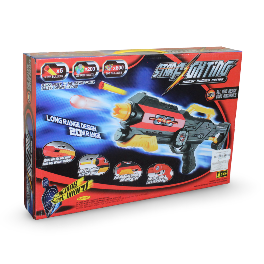 Toy Pistol with Soft Suction & Gel Bullets – Red