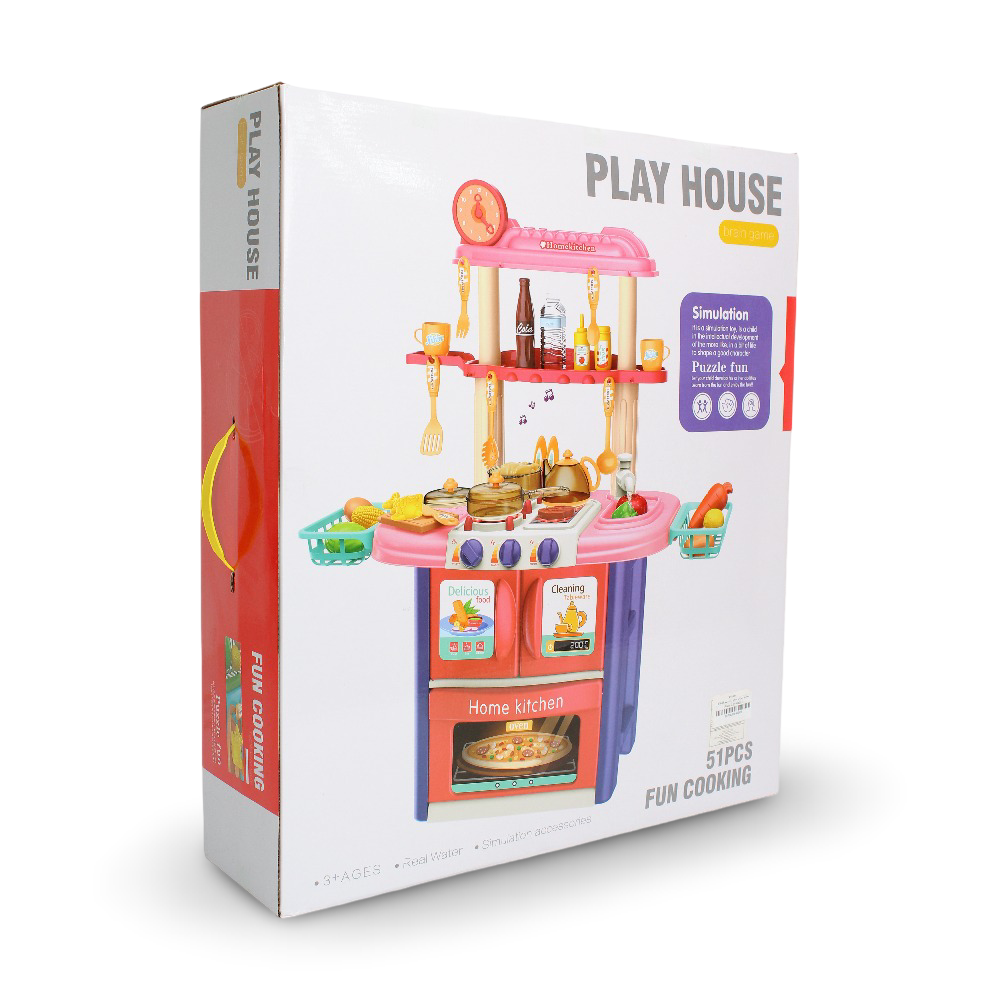 Children's Play Kitchen Set (Light & Sound) - 51 Pcs