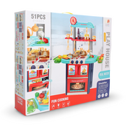 Children's Play Kitchen Set (Light & Sound) - 51 Pcs