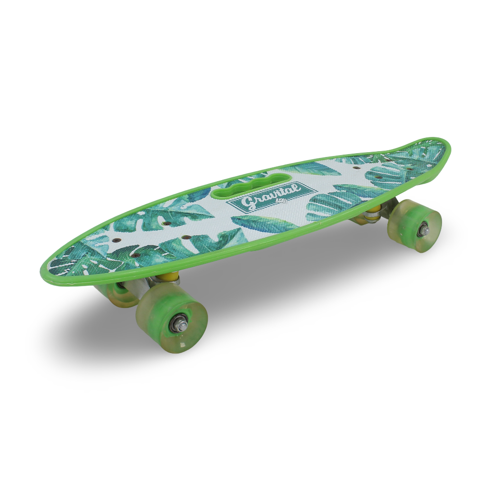 Gravital 24-Inches Mini Cruiser Skateboard with Colored Wheels LED Lighting – Green