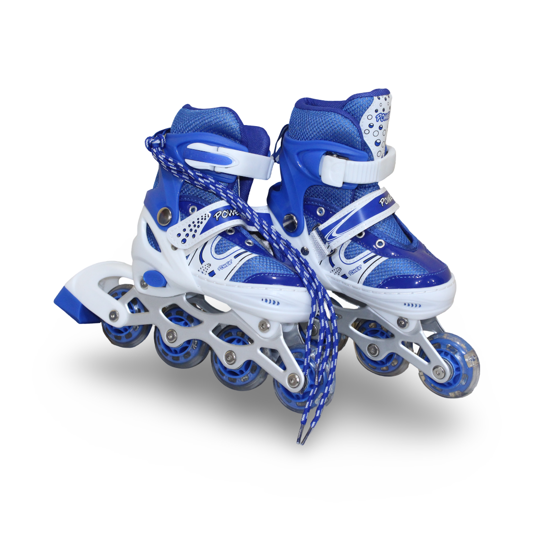 Power Superb Adjustable Inline Roller Skate Shoes (31-34) – Blue - Toys - OKO