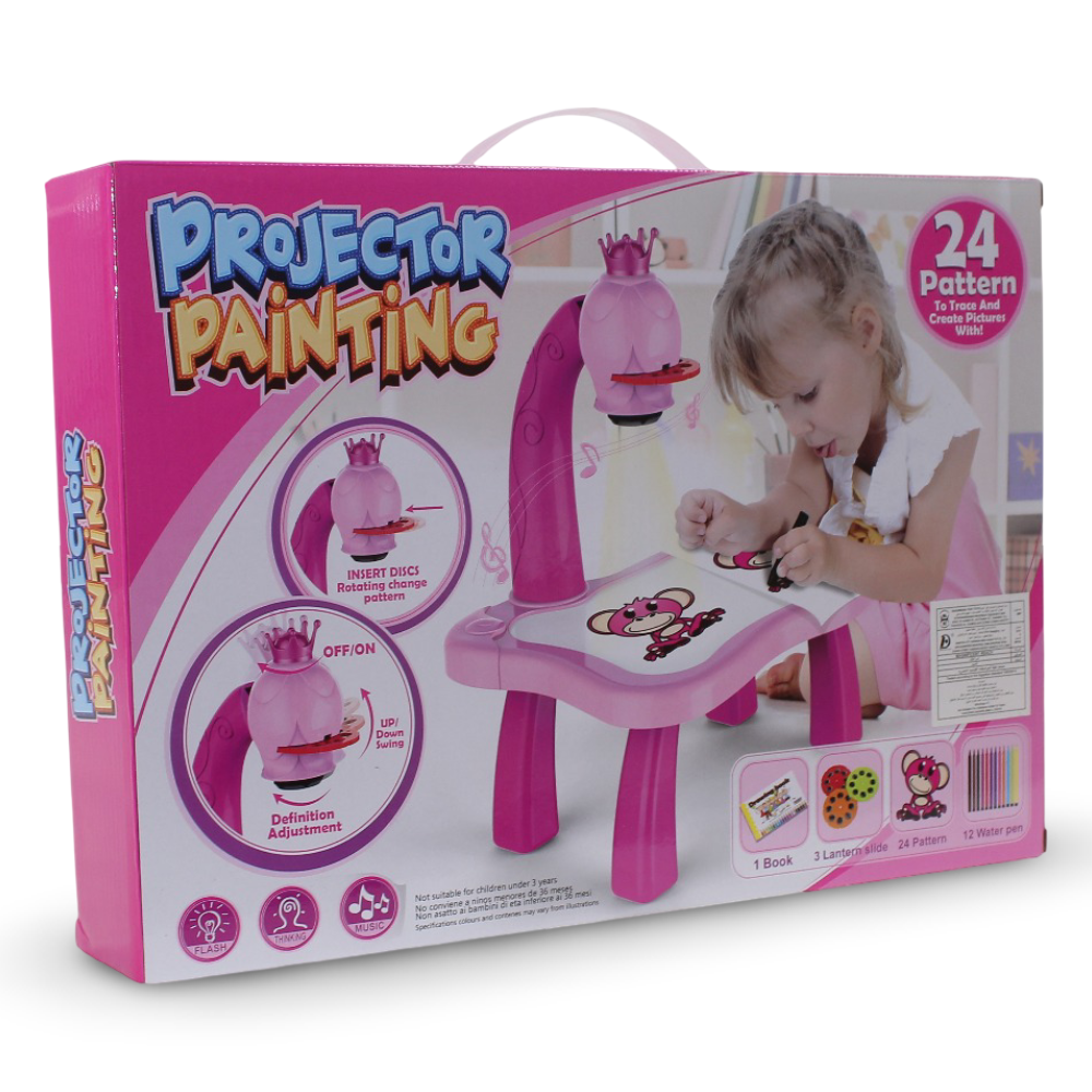 Erasable Projector Painting – Pink with 12 Water Pens