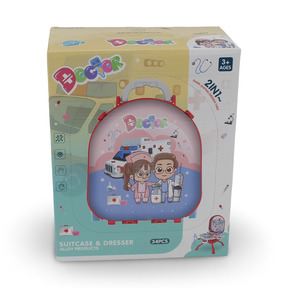 Doctor Suitcase & Dresser 2-in-1  Toy Set – 34 Pcs