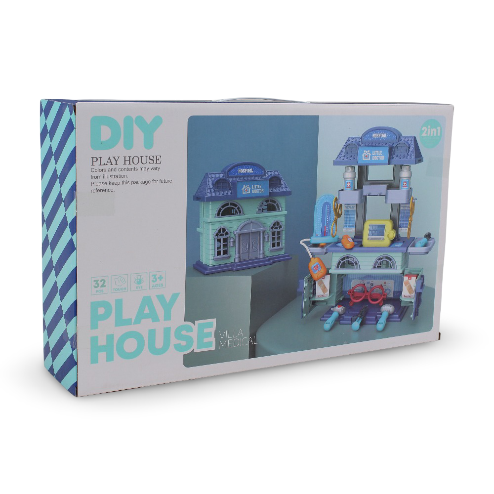 DIY 2-in-1 Play House Villa Medical toy set