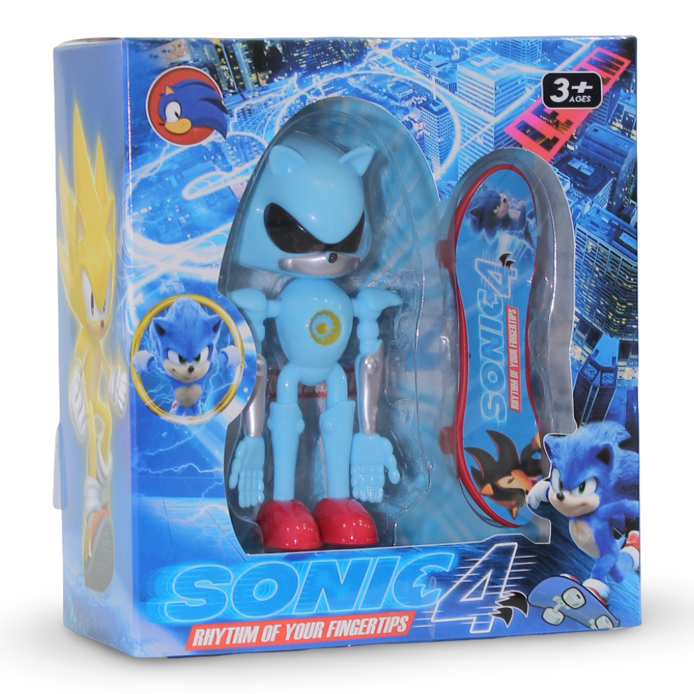Sonic 4 Action Figure with Skateboard – Baby Blue