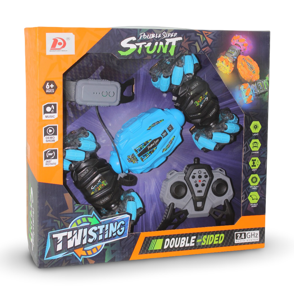 Double-Sided Rremote Control 360° Stunt Car Set – Blue
