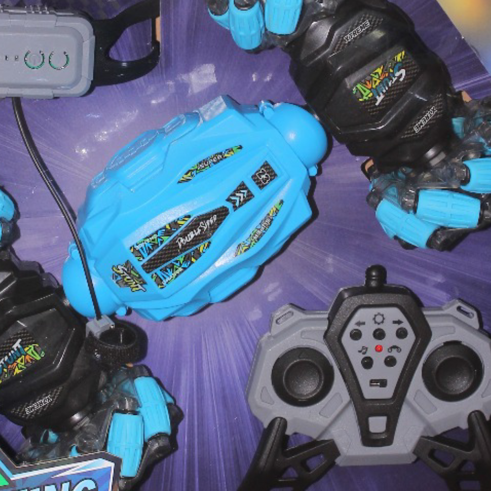Double-Sided Rremote Control 360° Stunt Car Set – Blue