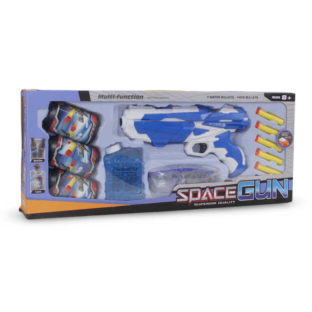 2-in-1 Foam & Gel Space Gun – Blue