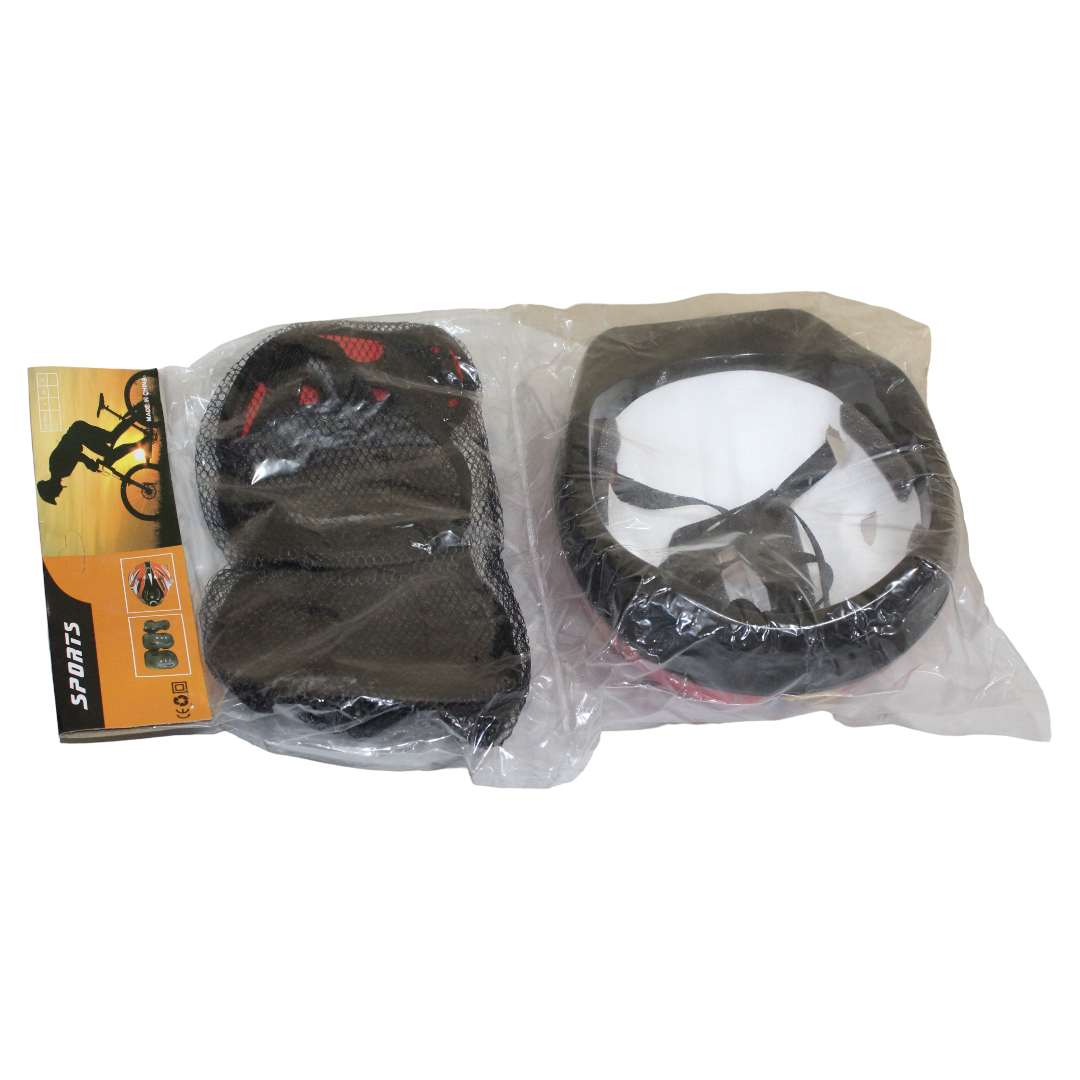 Kids Skating Helmet & Protective Gear Set 7 Pieces – Red