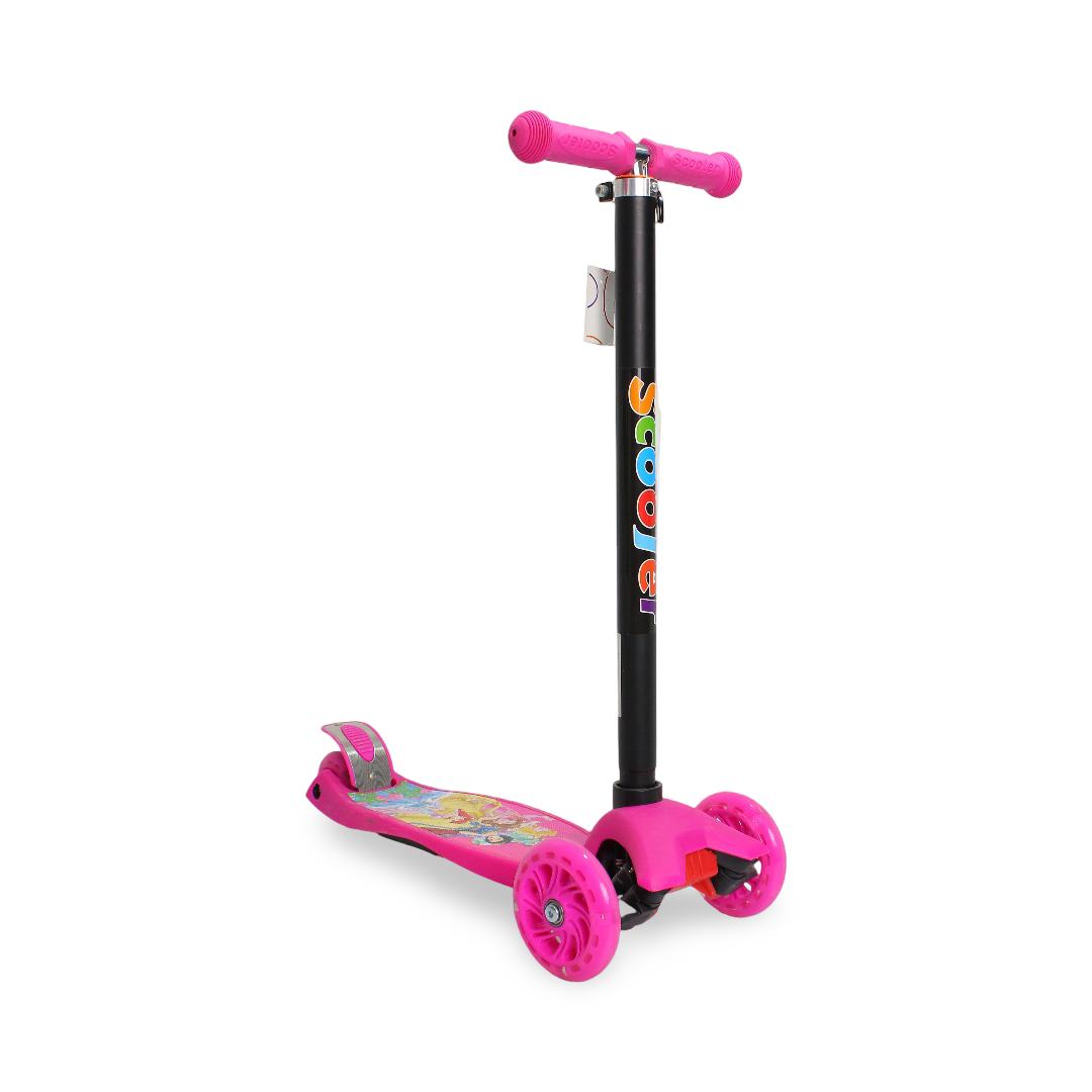 Kids 3-Wheels Scooter LED Light – Pink with Princesses Print