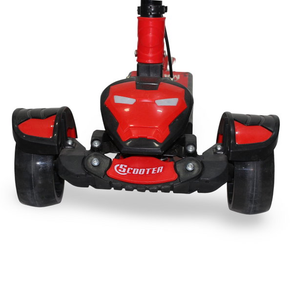 Kids 3-Wheels Scooter with LED Light & Sound – Red with Iron-Man Design