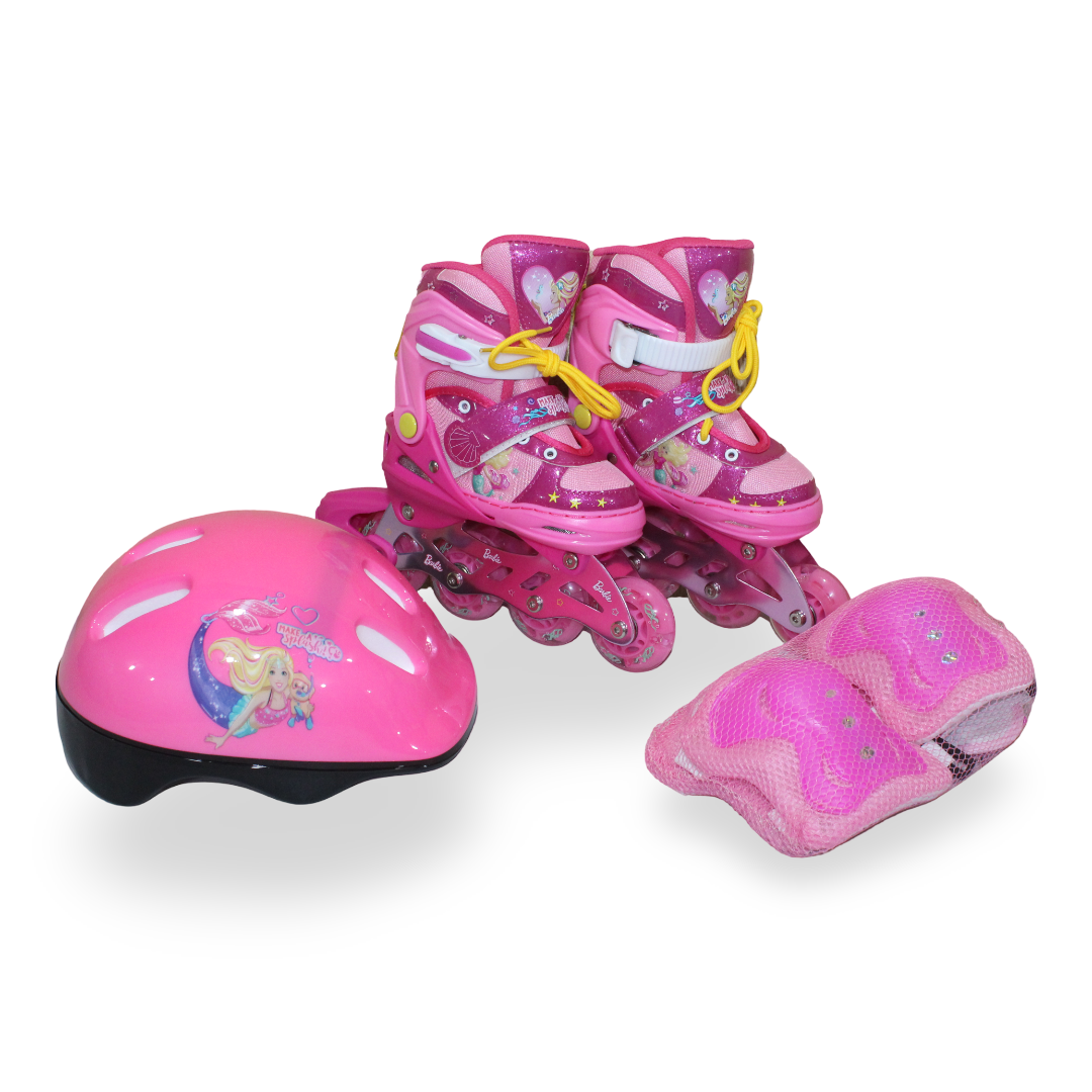 Barbie Roller Skates (Helmet + Safety) – Rose