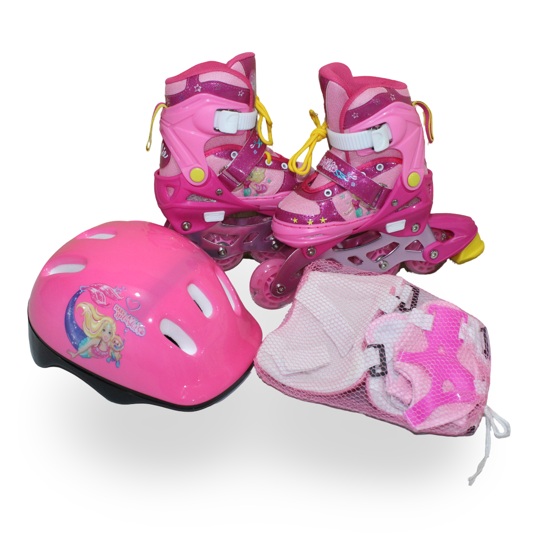 Barbie Roller Skates (Helmet + Safety) – Rose
