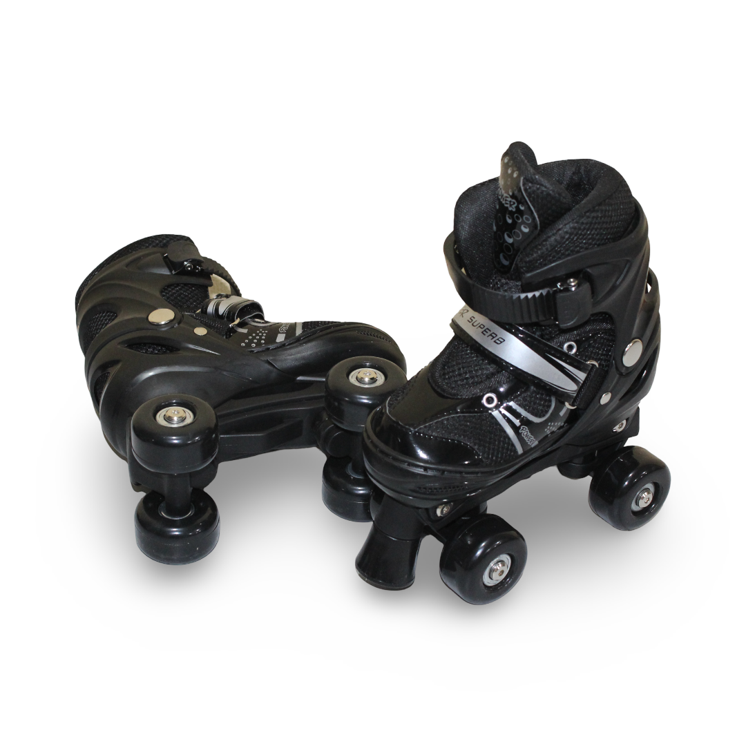 RG Kids 4-Wheel Roller Skates – Black (Small 31 to 34 )