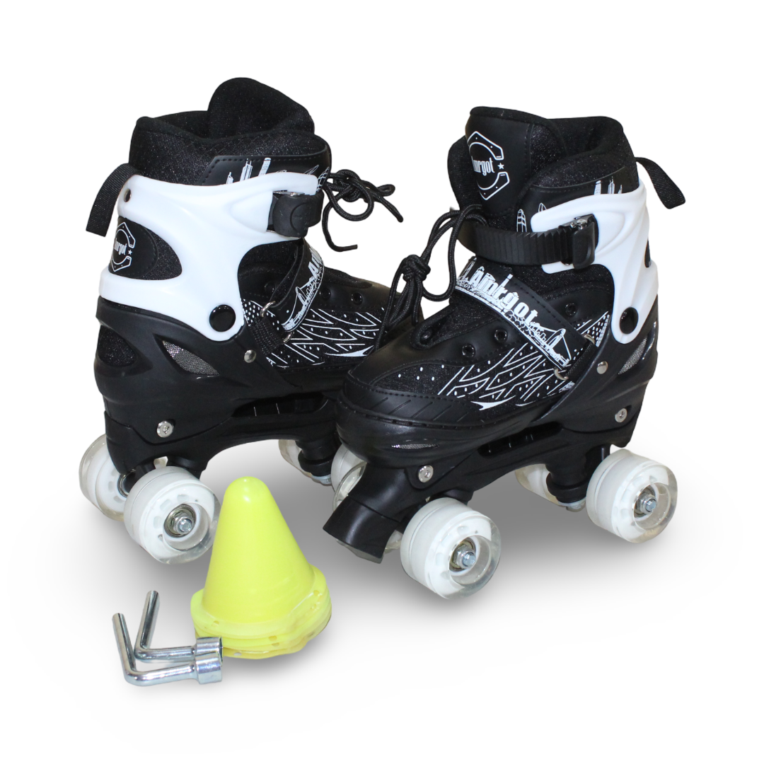 Children's Roller Skates Medium Size – Black & White