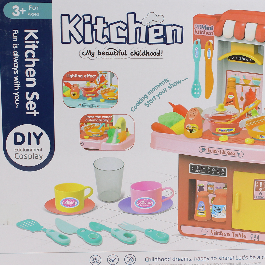 Plastic Kitchen Set (Sound & Light) – Green 33 Pcs