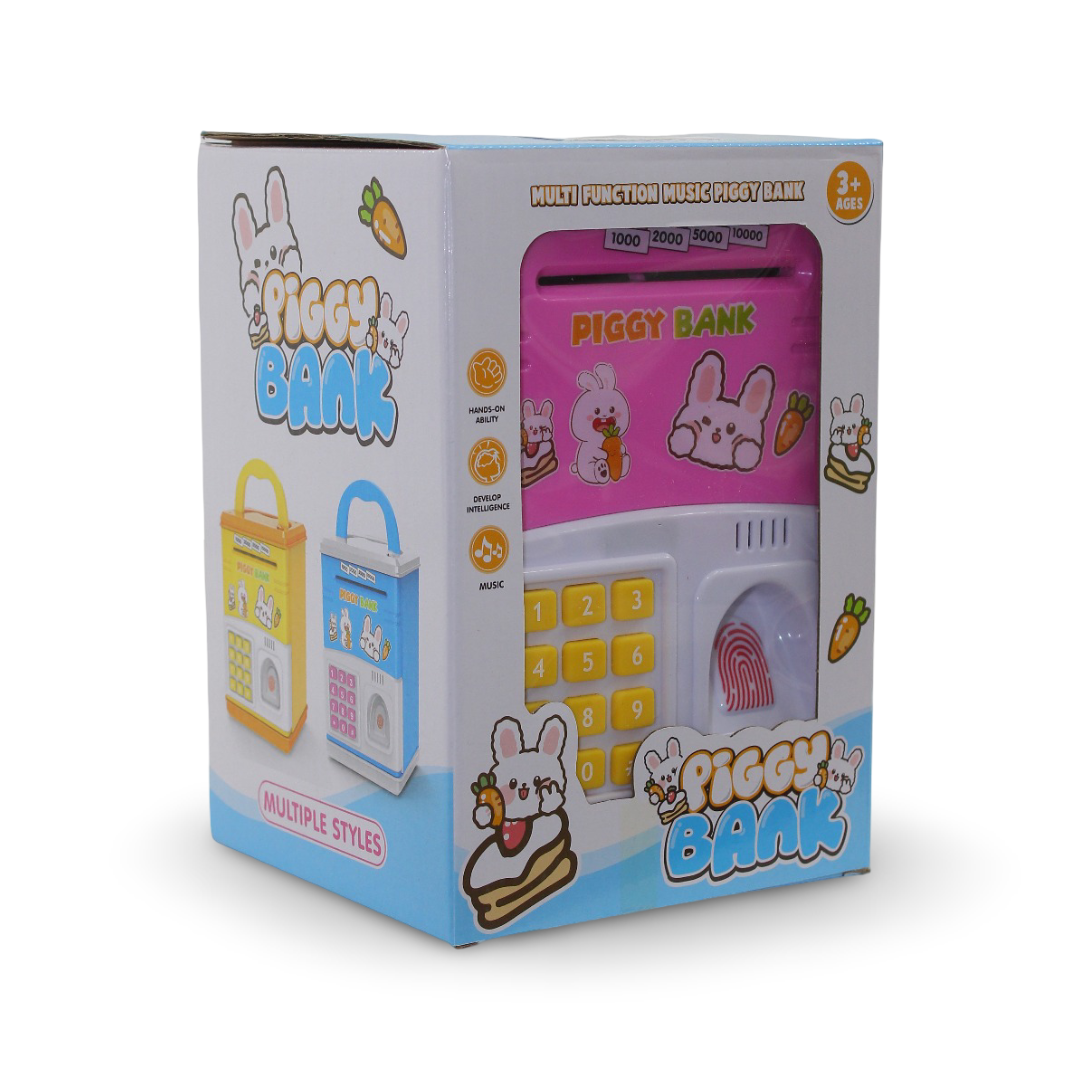 Rabbit Electronic Piggy Bank with Fingerprint – Pink