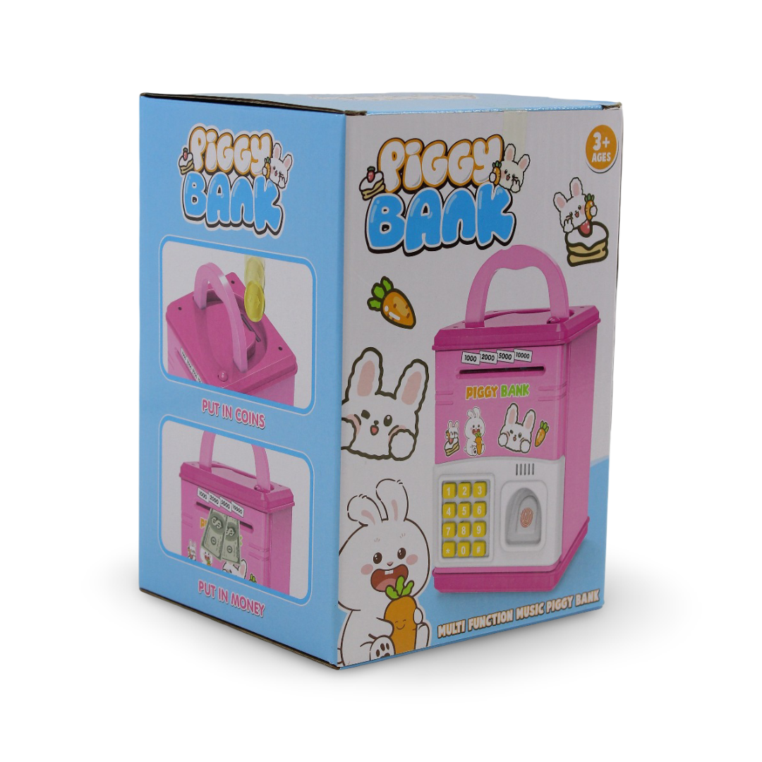 Rabbit Electronic Piggy Bank with Fingerprint – Pink