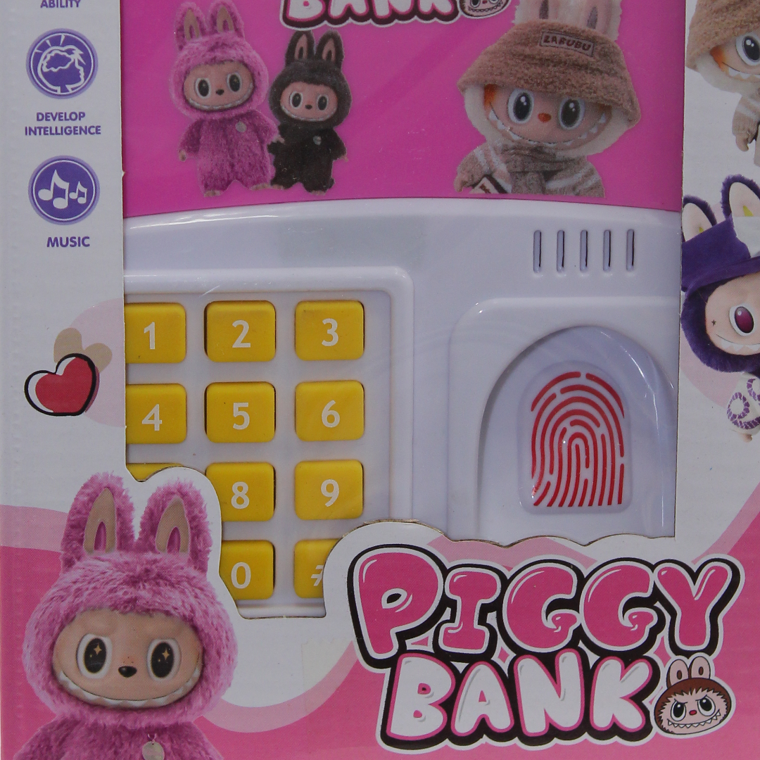 Labubu Electronic Piggy Bank with Fingerprint – Pink
