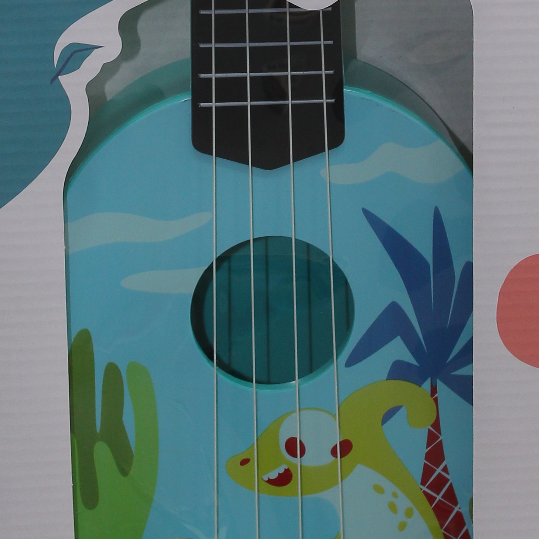 Dream Voice 4-String Acoustic Ukulele Toy – Baby Blue with Dino Print