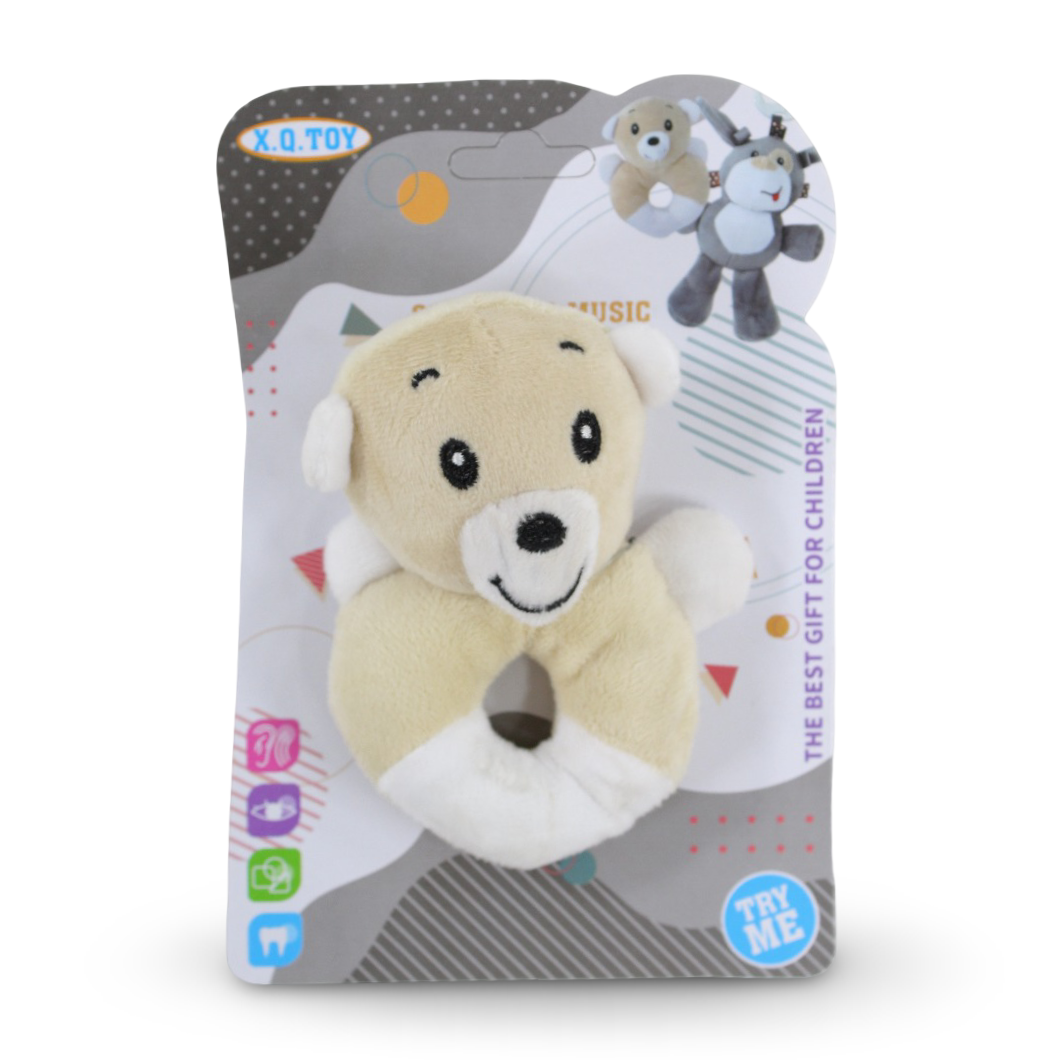X.O. Toy Plush Baby Rattle – Teddy Bear Design