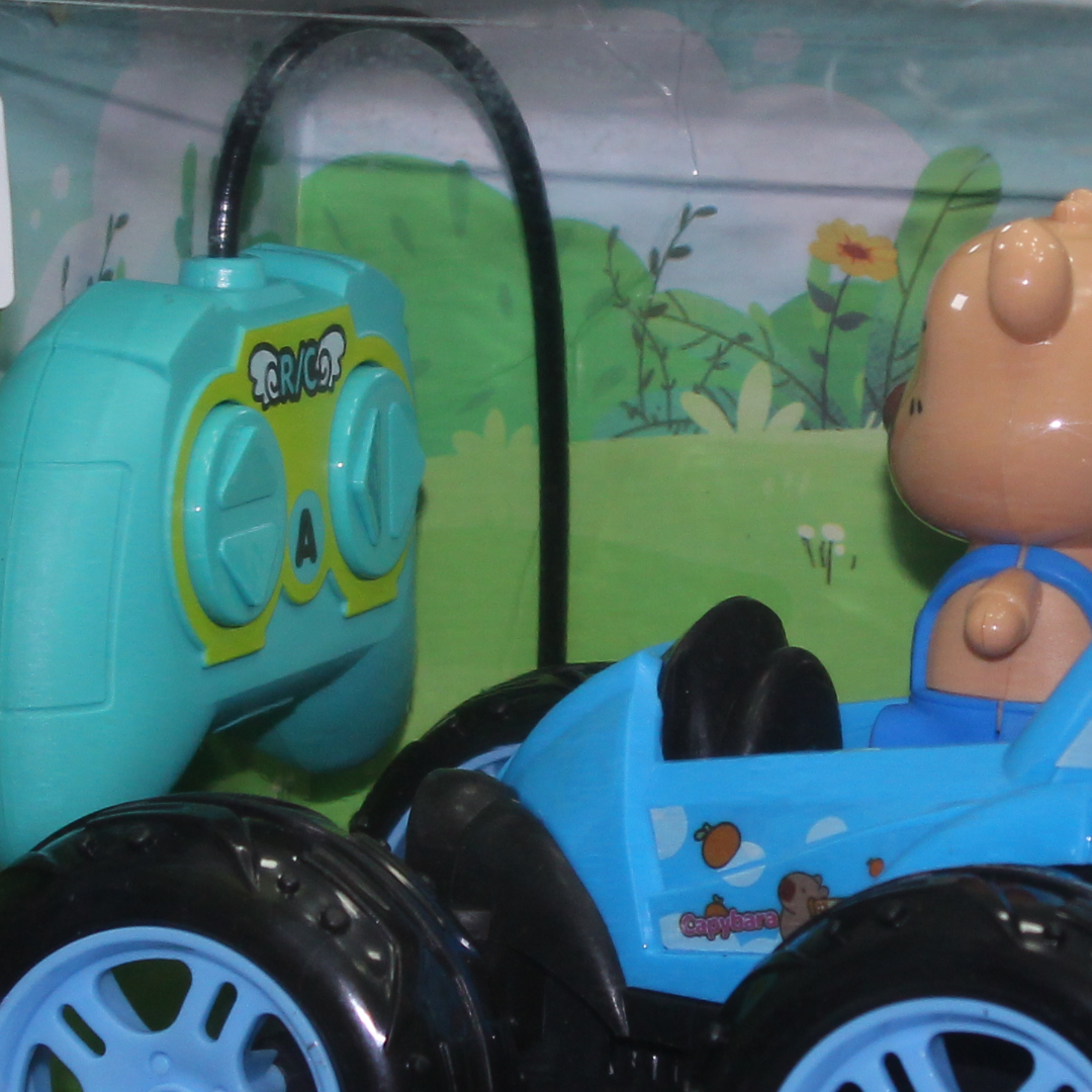 Capybara Puppy Remote Control Stunt Toy Car with LED Lights – Baby Blue