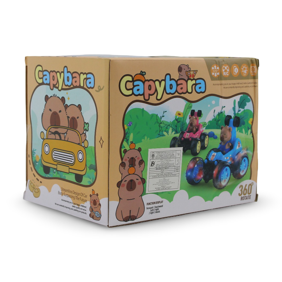 Capybara Puppy Remote Control Stunt Toy Car with LED Lights – Baby Blue
