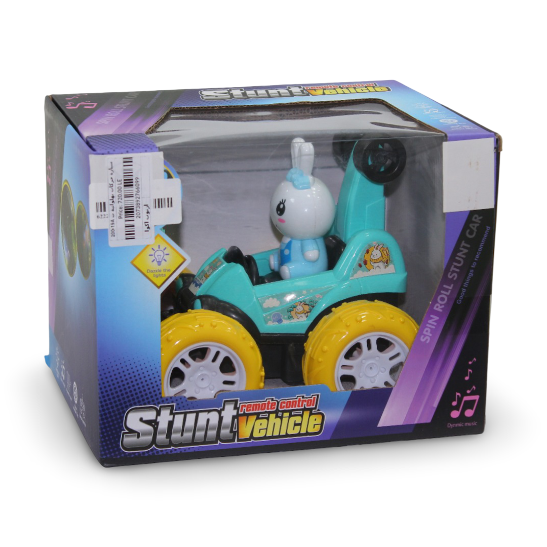 Spin Roll Stunt Car Remote-Controlled Toy with LED Lights Rabbit Design – Blue - Toys - OKO