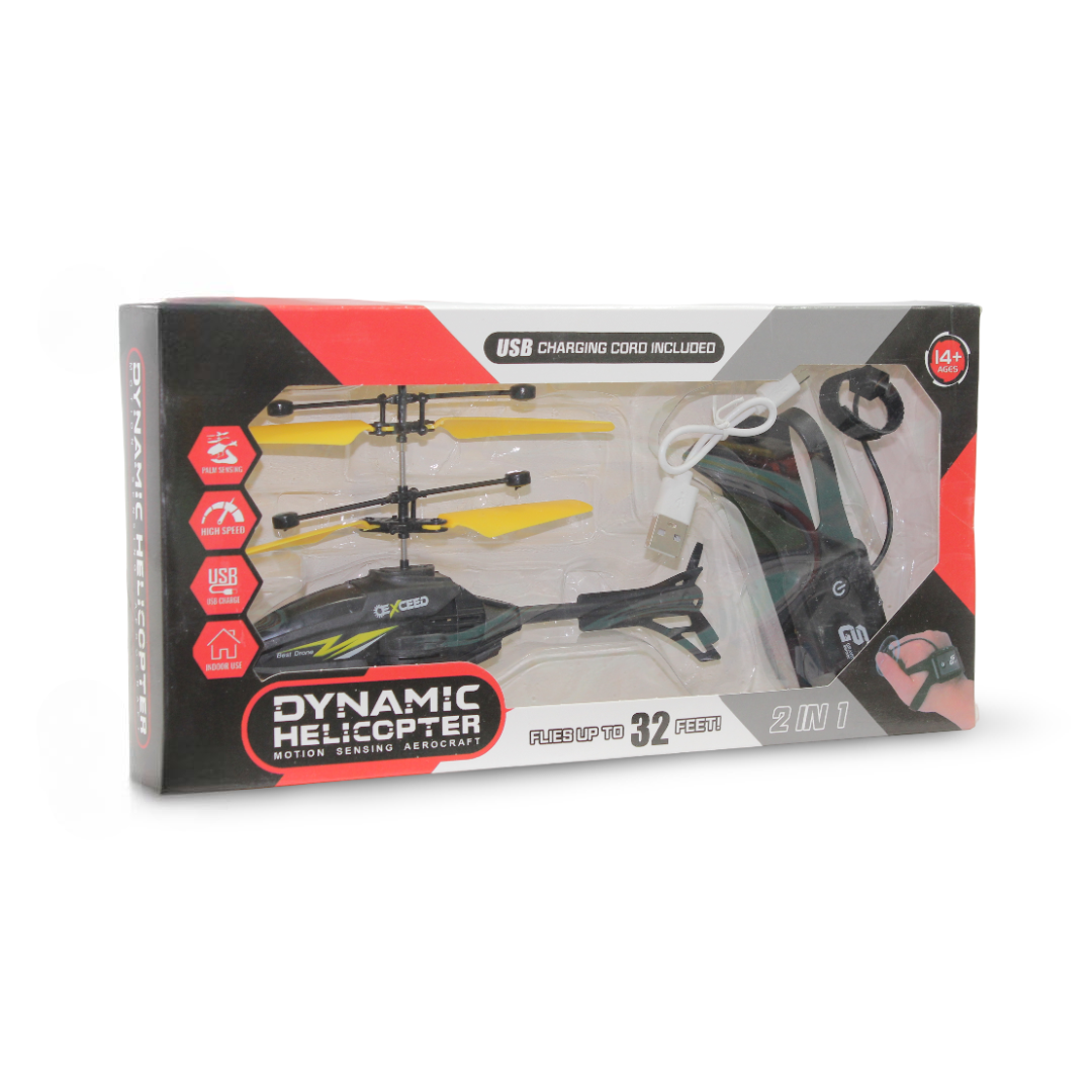 Dynamic Helicopter Motion Sensing Aircraft – Yellow & Black