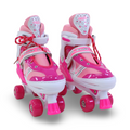 Sport Double Wheels Adjustable Kids' Roller Skates (L Size) – Fuchsia & White
