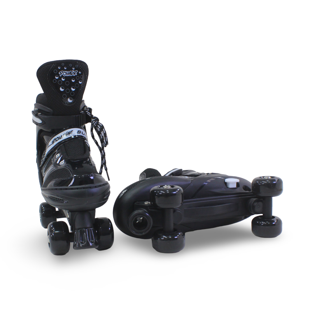 Sport Double Wheels Adjustable Kids' Roller Skates (L Size) – Black