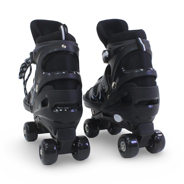 Sport Double Wheels Adjustable Kids' Roller Skates (L Size) – Black