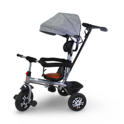 Kids Tricycle with Removable Gray Canopy & Handle