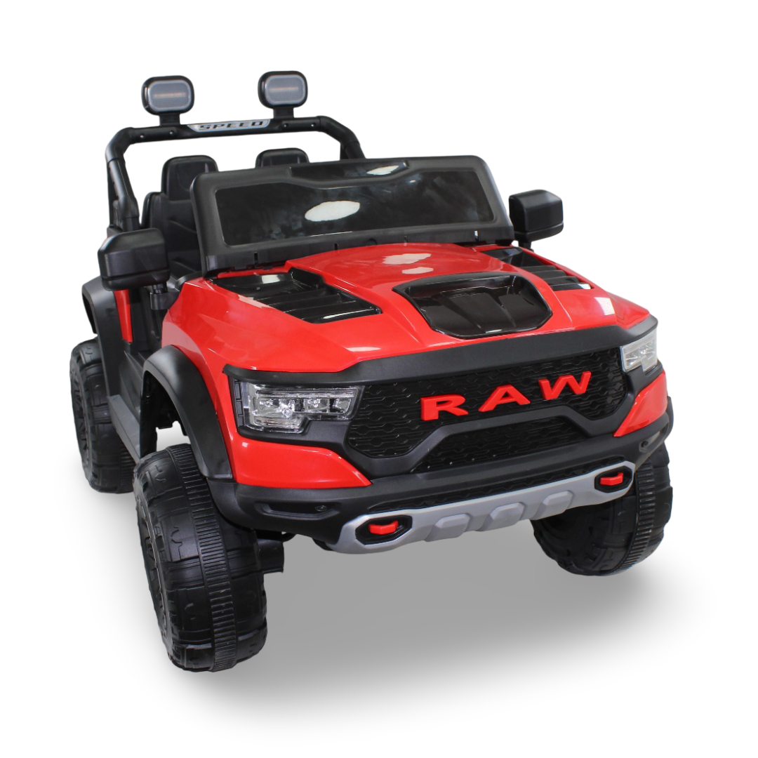 Children's Electric Jeep Car with Lights and 4 Motors – Red