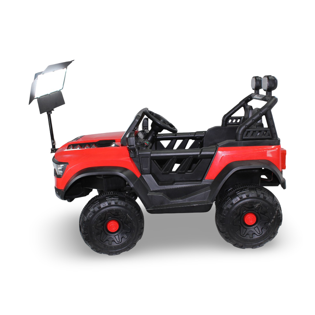 Children's Electric Jeep Car with Lights and 4 Motors – Red