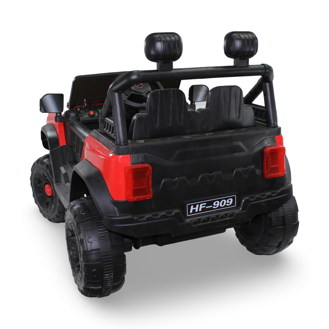 Children's Electric Jeep Car with Lights and 4 Motors – Red