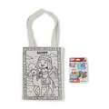 Washable Coloring Tote Bag size 30*40 – Little Pharaoh Design + Box of 12 Colors