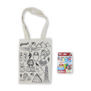 Washable Coloring Tote Bag size 30*40 – Ancient Egypt Design + Box of 12 Colors