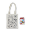 Washable Coloring Tote Bag size 30*40 – Mermaid Design + Box of 12 Colors