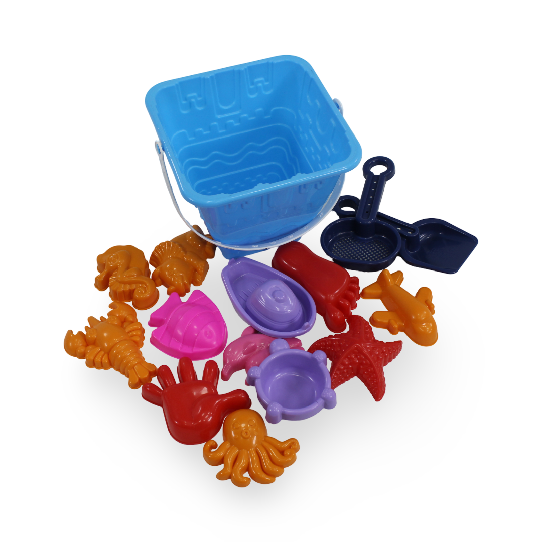 Toffee Multicolor Plastic Beach Sand Toy Set – Blue - Toys