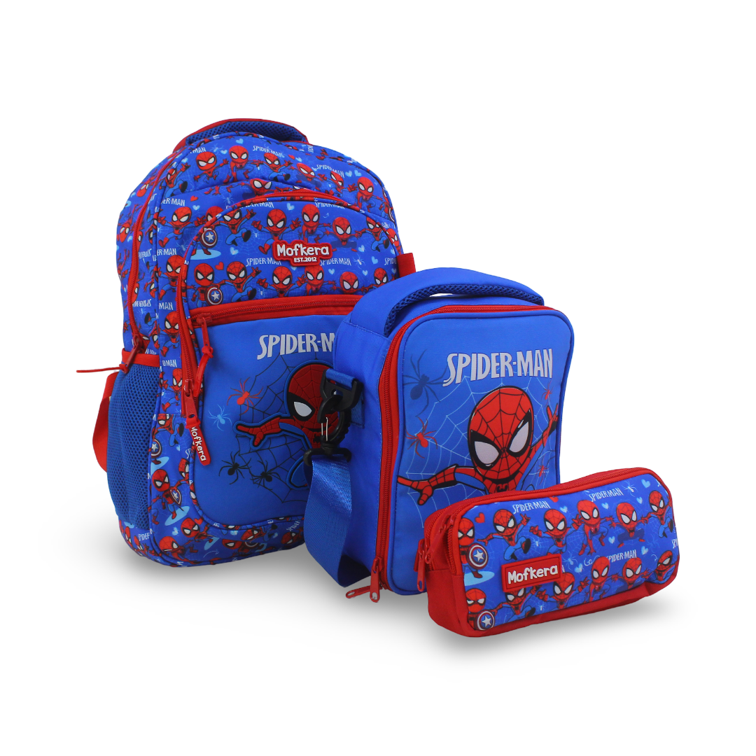 Mofkera Spider-Man 18-Inch Backpack with Waterproof Lunch Bag & Pencil Case - School