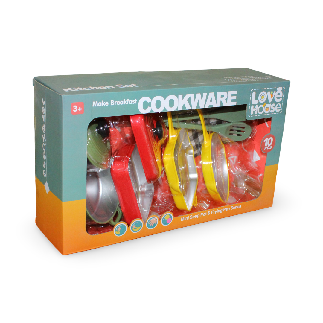 Cookware Kitchen Play Set – 10 Pcs with Kitchen Glove