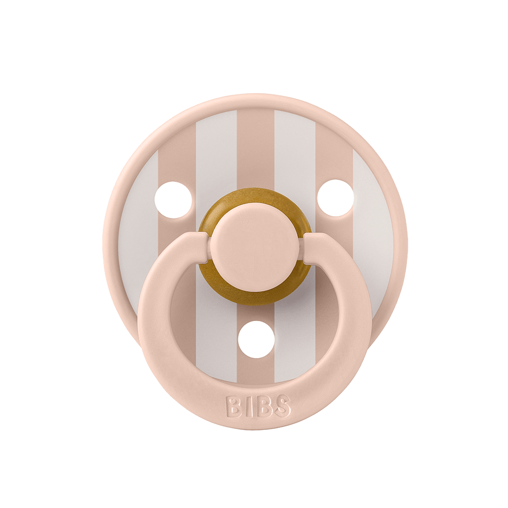 BIBS Studio Color Block Round Latex Pacifier - Size 1 – Blush/Ivory