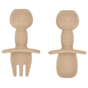 True Gold Silicone Fork and Spoon Set 4m+ – Beige