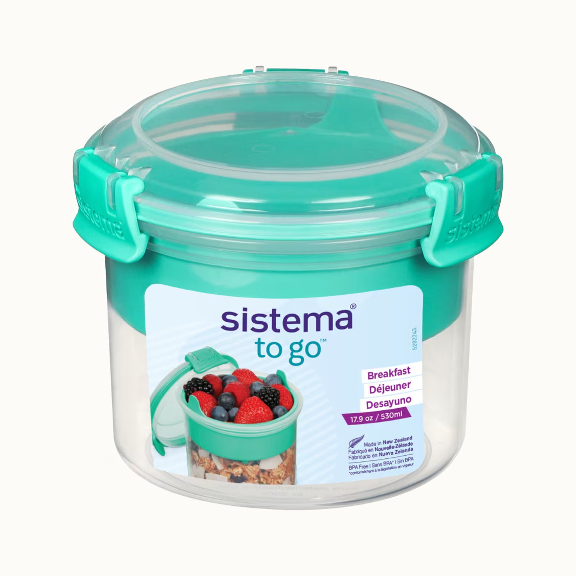 Sistema Breakfast TO GO – BPA Free Plastic Minty Teal 530ml