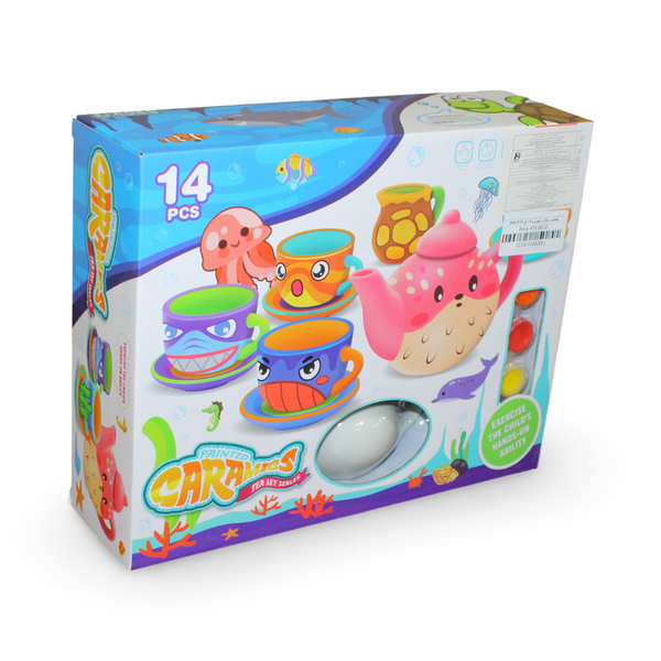 DIY Painted Ceramic Tea Set – 14 Pieces - Toys - OKO